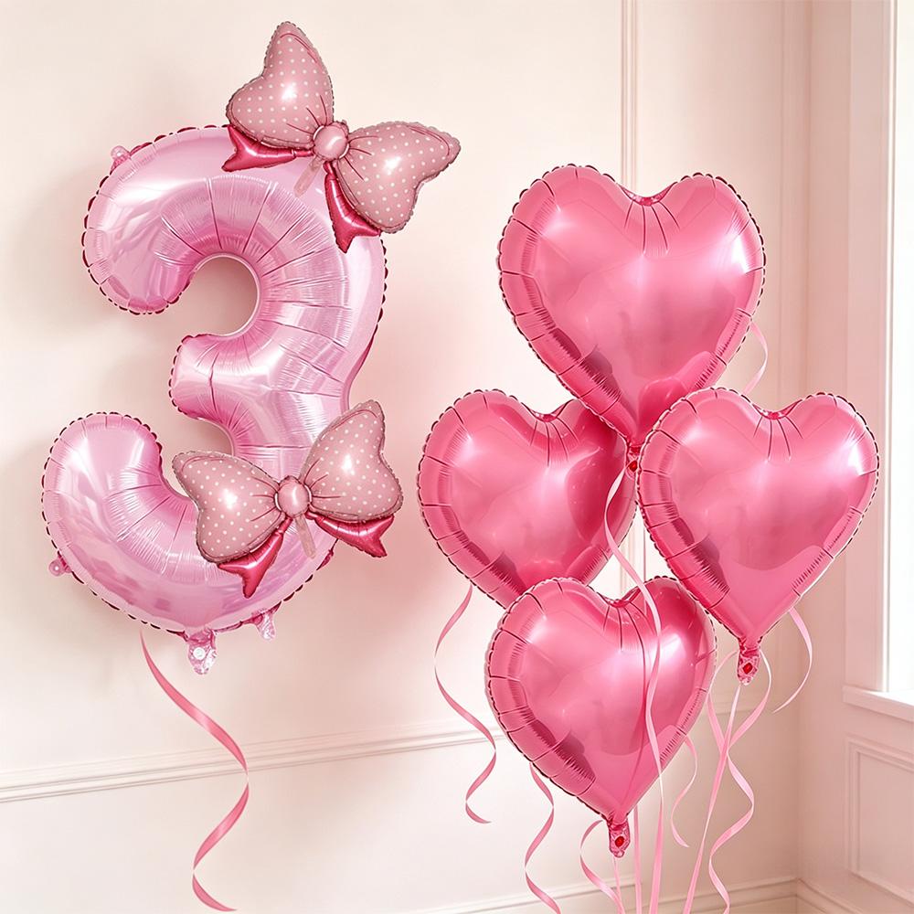 Confetti Balloon Set - Decoração de Festa com Laço Rosa,
