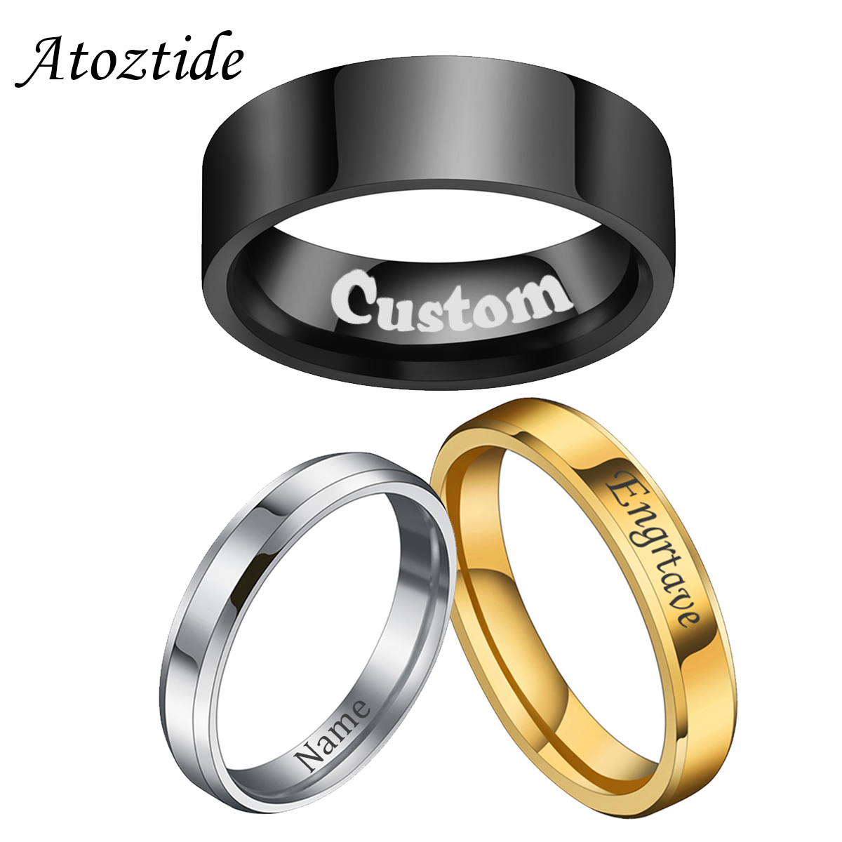 Wedding Zone - Atoztide 4/6/8mm personalizado gravar nome data