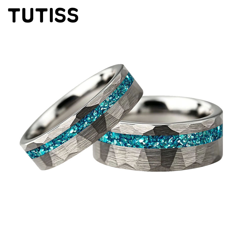 Wedding Zone - Anel de Tungstênio com Cristal Azul