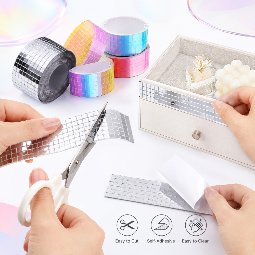 Wedding Bathroom Supply Kit - Mini Espelhos Quadrados em Mosaico Autoadesivos,
