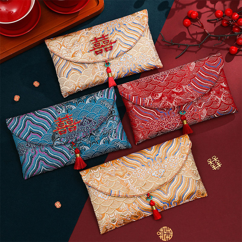 2 pçs brocado bordado tecido c - Wedding Envelopes avaliação e preço
