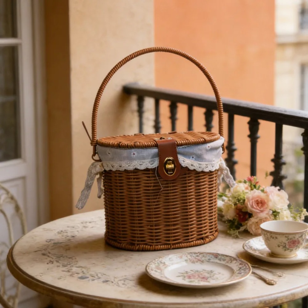 Cesta Trançada à Mão com Tampa - Wedding Hampers avaliação e preço