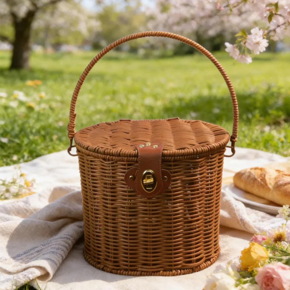 Cesta Trançada à Mão com Tampa - Wedding Hampers avaliação e preço
